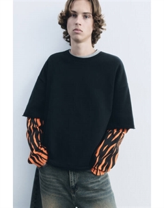 Свитшот хлопковый с двойными рукавами и принтом Befree