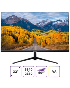 Монитор 32" U3222DF VA, 3840x2160 (16:9), 300кд/м2, 4 мс, HDMI, DisplayPort, черный Tesla