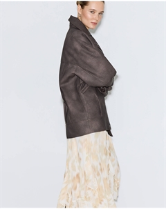 Куртка-бомбер из эко-замши коричневого цвета 2mood