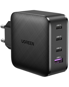 Зарядное устройство Ugreen CD224 GaN Tech Fast Charger (USB-A/3xUSB-C) чёрный