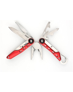 Мультитул, сталь (красный), 10 инструментов, нейлоновый чехол, коробка картон Stinger