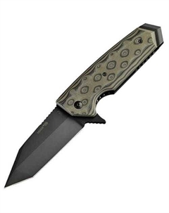 Складной нож EX-02 Tanto Flipper, сталь 154CM Ceracote™ Firearm Coating, рукоять стеклотекстолит G-Mascus® - Black/Green/Lava Hogue