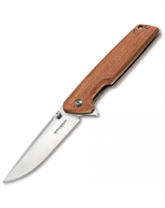 Складной нож Magnum Straight Brother Wood - 01MB723, сталь 440A Satin, рукоять дерево, коричневый Boker