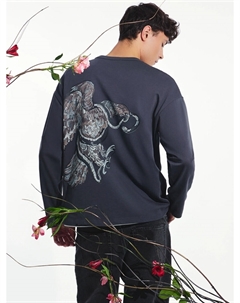 Лонгслив мужской серый с аппликацией на спинке Mark formelle