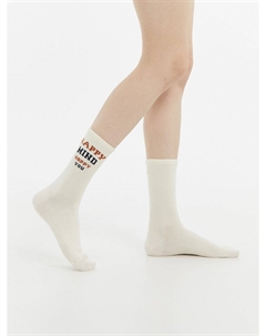 Носки женские кремово-бежевые c рисунком в виде надписи Mark formelle