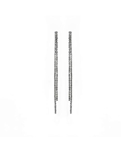 Серьги со стразами длинные серебристые Blondinkamolodec