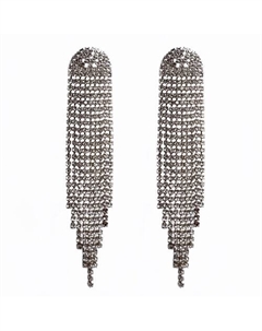 Серьги со стразами длинные серебристые Blondinkamolodec