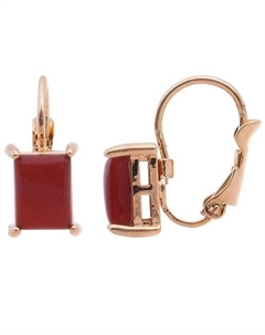 Серьги с красным агатом "Квадрат" Lj