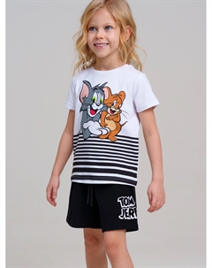 Комплект трикотажный для девочек: фуфайка (футболка), шорты Playtoday kids