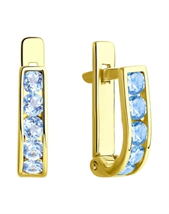 Серьги из желтого золота с фианитами Sokolov