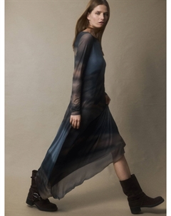 Платье из трикотажной сетки с принтом Sela