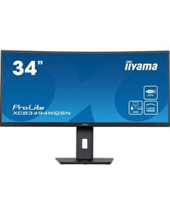 34" Монитор Iiyama ProLite XCB3494WQSN-B5, 3440x1440, VA, 120Гц, 1хHDMI, 1хDP, изогнутый, черный