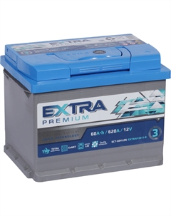 Автомобильный аккумулятор Extra 60 Ач обратная полярность L2 Актех extra