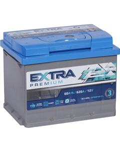 Автомобильный аккумулятор Extra 60 Ач прямая полярность L2 Актех extra