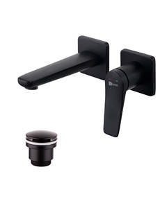 Встраиваемый смеситель для раковины Bronx LM3736BL черный, с донным клапаном Lemark