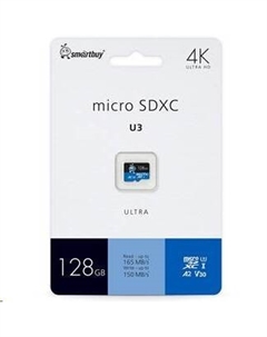 Карта памяти 128Gb microSDXC Ultra Class 10 UHS-I U3 V30 A2 + адаптер (SB128GBSDU3UL01) Smartbuy