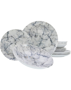 Набор столовой посуды на 4 человека 12 предметов Home Series Marble Creatable