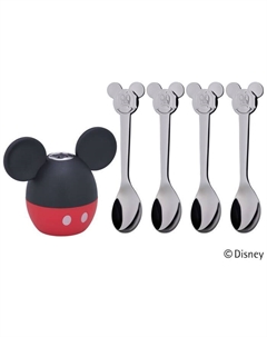 Набор солонка и 4 детских ложки Mickey Mouse Wmf