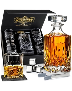 Графин для виски 800 мл, 4 стакана, 4 камня Whisiskey