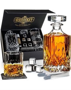 Графин для виски 800 мл, 2 стакана, 4 камня Whisiskey