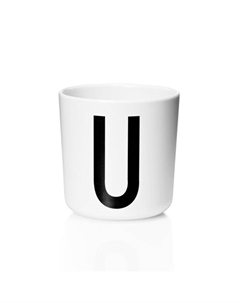 Чашка U 7,5x7 см черно-белая Melamin Becher Design letters