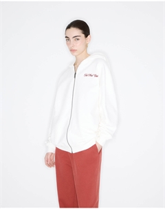 Худи на молнии с вышивкой молочного цвета 2mood