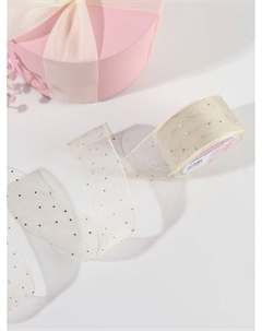 Лента капроновая, со стразами, 38 мм × 9,1 ± 0,5 м, цвет молочный Арт узор