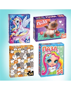 Пазлы большой набор 20в1, 54 элемента в каждом пазле Puzzle time