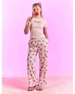 Пижама женская розовая с принтом Mark formelle