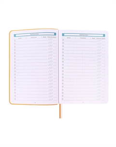 Ежедневник - планер а5, недатированный, 200 листов, кожзам, интегральная обложка, софтач, 2 ляссе, резинка, бордо Calligrata