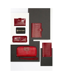 Обложка для автодокументов на кнопке, цвет красный Textura