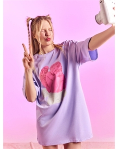 Туника домашняя женская лиловая с принтом Mark formelle