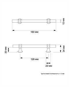 Ручка-скоба pk106, м/о 128 мм, d=12 мм, пластик, цвет прозрачный/хром Cappio