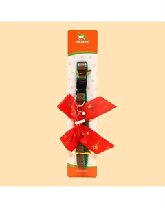 Ошейник для кошек новогодний с бантом и подвесом Пижон