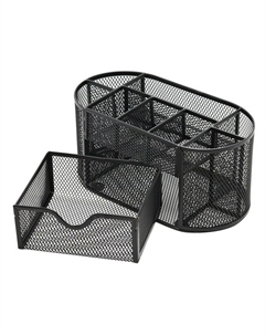Подставка для канцелярских мелочей 9 отделений, сетка металл, черная Calligrata