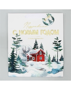 Пакет подарочный новогодний ламинированный, конгревное тиснение Дарите счастье