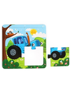 Пазл на подложке Синий трактор