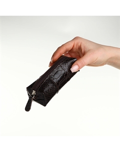 Ключница карманная на молнии, длина 12,5 см, кольцо, цвет коричневый Textura