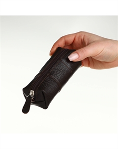 Ключница карманная на молнии, длина 12,5 см, кольцо, цвет коричневый Textura