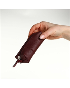 Ключница карманная на молнии, длина 12,5 см, кольцо, цвет бордовый Textura