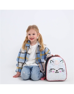 Рюкзак детский для девочки искусственная кожа, meow, кот, голография, 27х23 х 10 см Nazamok kids