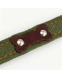 Ошейник брезентовый двухслойный безразмерный,с языком и кожаной косточкой,2х55 см,ош 31-54 см Пижон