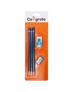 Набор чернографитных карандашей 3 штуки, точилка, ластик Calligrata