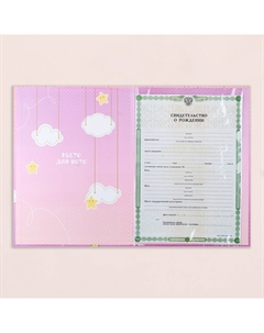 Папка для свидетельства о рождении, тиснение, а4 Дарим красиво