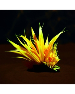 Растение искусственное аквариумное, светящееся, 10 см, красное Пижон аква