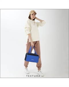 Сумка для обуви на молнии, наружный карман, цвет черный/синий Textura