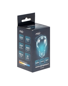 Лампа светодиодная, a60, 11 вт, e27, 990 лм, 4000к, свечение нейтральное белое Luazon lighting