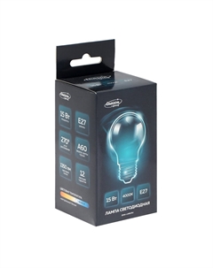 Лампа светодиодная, a60, 15 вт, e27, 1350 лм, 4000 к, свечение нейтральное белое Luazon lighting