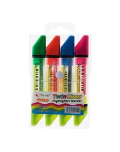 Набор маркеров-текстовыделителей, 4 штуки, наконечники скошенные, 5 мм, двухцветные Nobrand