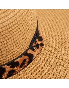 Шляпа женская с леопардовым ремешком цвет коричневый, р-р 58 Minaku